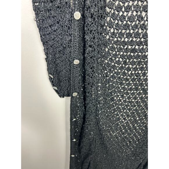 Ser.O.Ya Allison Crochet Button Down Maxi Cardigan Cover Up Black Beach XS S - Picture 7 of 8
